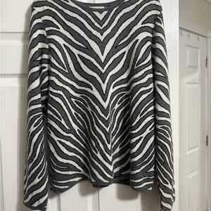 Alfred Dunner Zebra Pattern Sweater - Black and White